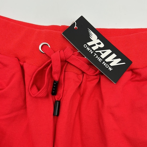 RAW OWN THE NOW MENS SIZE SMALL GRAPHIC PATCH 2 POCKET RED SHORTS - Picture 7 of 11